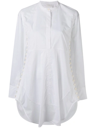 Chloé Grandad-collar Cotton-voile Dress In White