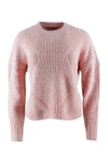 Ermanno Scervino Long-sleeved Crew Neck Sweater In Cotton With Crystals In Pink