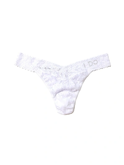 Hanky Panky Plus I Do Crystal Signature Lace Original Rise Thong In White