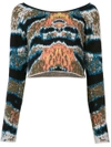 BAJA EAST CASHMERE CROPPED TIGER STRIPE SWEATER,SS17CC33240312036460