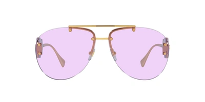 Versace Ve2250 14871a Aviator Sunglasses In Violet