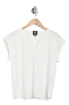 Bobeau Flutter Sleeve Crepe Blouse In White