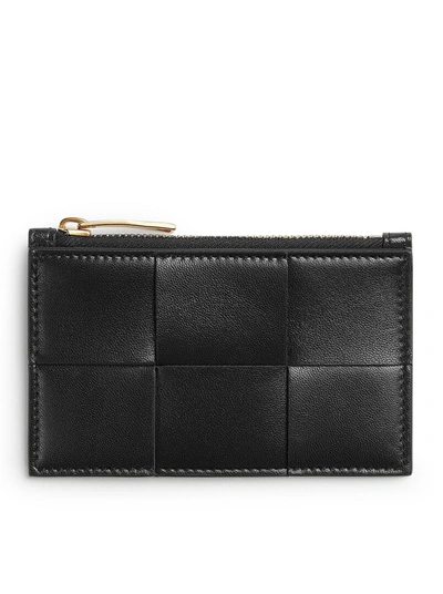 Bottega Veneta Card Holder With Zip In Black