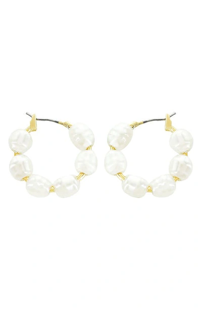 Panacea Imitation Pearl Hoop Earrings In White