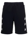 GOLDEN GOOSE BLACK SHORTS WITH CONTRASTING MONOGRAM PRINT IN COTTON MAN