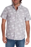 PX PX PINEAPPLE PRINT SHORT SLEEVE BUTTON-UP COTTON CHAMBRAY SHIRT