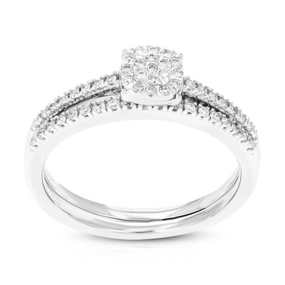 Vir Jewels 1/4 Cttw 54 Stones Round Lab Grown Diamond Bridal Set .925 Sterling Silver Prong Set