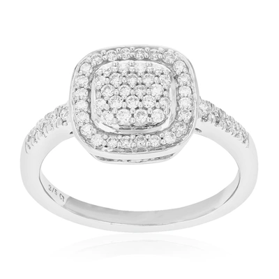 Vir Jewels 2/5 Cttw 56 Stones Round Cut Lab Grown Diamond Engagement Ring .925 Sterling Silver Prong Set