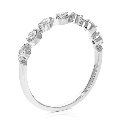 Vir Jewels 1/4 Cttw 7 Stones Round Lab Grown Diamond Wedding Band .925 Sterling Silver Prong Set