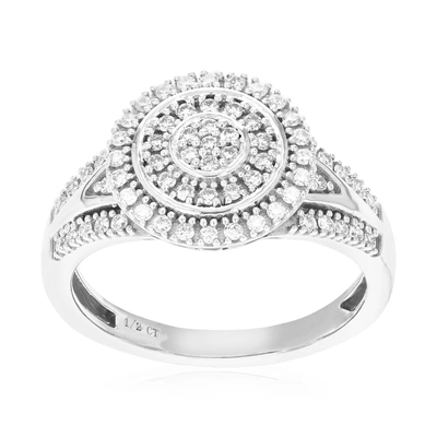 Vir Jewels 1/2 Cttw 67 Stones Round Cut Lab Grown Diamond Engagement Ring .925 Sterling Silver Prong Set