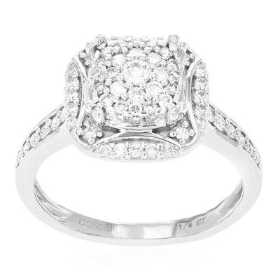 Vir Jewels 3/4 Cttw 170 Stones Round Cut Lab Grown Diamond Engagement Ring .925 Sterling Silver Prong Set