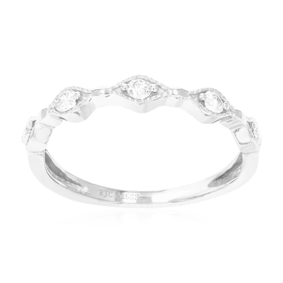 Vir Jewels 1/5 Cttw 5 Stones Round Cut Lab Grown Diamond Wedding Band .925 Sterling Silver Prong Set