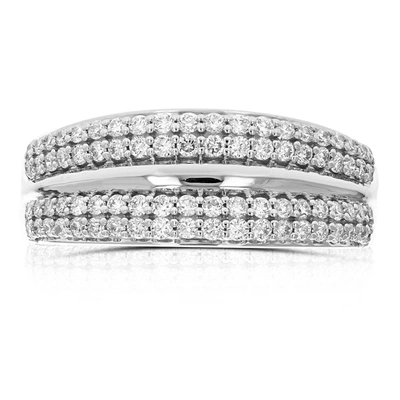 Vir Jewels 5/8 Cttw 80 Stones Round Cut Lab Grown Diamond Wedding Band .925 Sterling Silver Prong Set