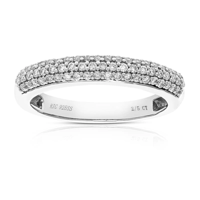 Vir Jewels 2/5 Cttw 61 Stones Round Cut Lab Grown Diamond Wedding Band .925 Sterling Silver Prong Set