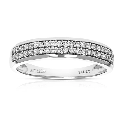 Vir Jewels 1/4 Cttw 42 Stones Round Cut Lab Grown Diamond Wedding Band .925 Sterling Silver Prong Set