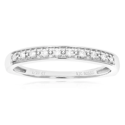 Vir Jewels 1/10 Cttw 10 Stones Round Cut Lab Grown Diamond Wedding Band .925 Sterling Silver Prong Set