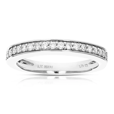 Vir Jewels 1/3 Cttw 20 Stones Round Cut Lab Grown Diamond Wedding Band .925 Sterling Silver Prong Set