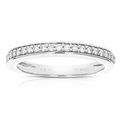 Vir Jewels 1/4 Cttw 22 Stones Round Cut Lab Grown Diamond Wedding Band .925 Sterling Silver Prong Set