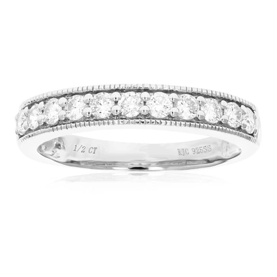 Vir Jewels 1/2 Cttw 22 Stones Round Cut Lab Grown Diamond Wedding Band .925 Sterling Silver Prong Set