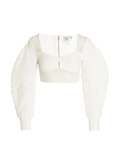 Herve Leger Knit Bustier Top In Blanco