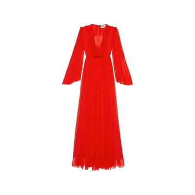 Gucci Silk Midi Dress In Red