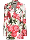 Dolce & Gabbana Multicolor Double-breasted Jacket With All-over Garofani Print In White