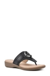 Cliffs By White Mountain Benedict Wedge Thong Sandal In Black/ Woven