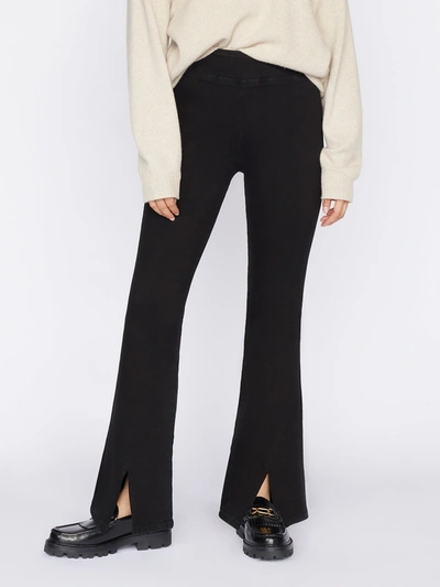 Frame Jet Set Flared Front-slit Jeans In Sheen Noir