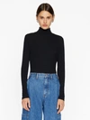 Frame High-neck Silk-blend Sweater In Noir