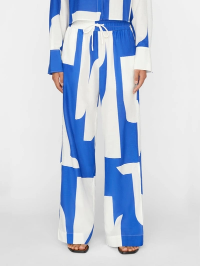 Frame Drawstring Pattern-embellished Cotton-blend Trousers In Ultramarine Multi