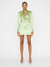 Frame Strong Shoulder Mini Dress Bright Lime In Bright Lime