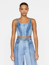 Frame Warped Stripe Barrel Top In Indigo Curves