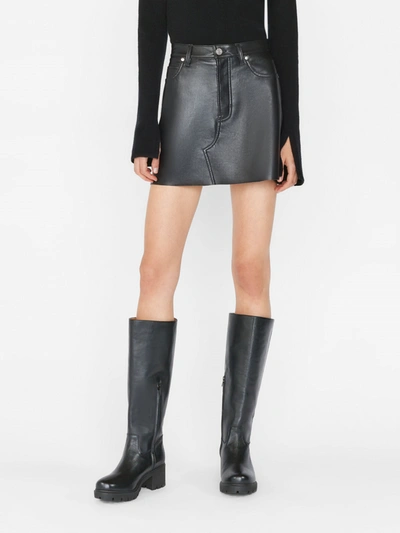 Frame Le High 'n' Tight Stretch-leather Mini Skirt In Noir