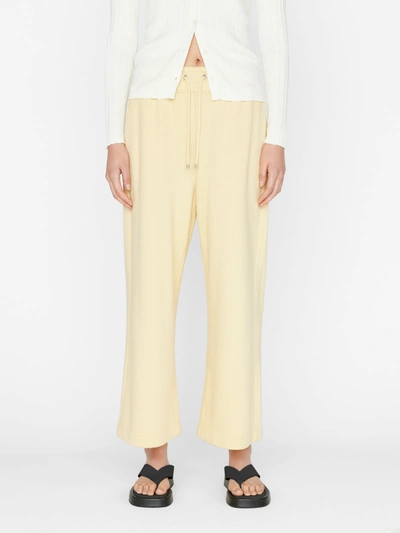 Frame Crop Wide Leg Cotton Sweatpants In Butter