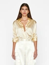 Frame The Standard Silk Button-front Shirt In Butter