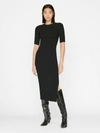 Frame Mixed Rib Midi Sweater Dress In Noir