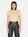 Frame Easy True Striped Linen Tee In Nectarine Multi