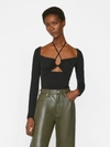 Frame Strappy Knit Top In Noir