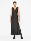 Frame Lace Front Satin Maxi Dress In Noir