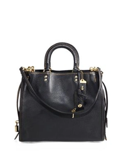 Coach Small Rogue Pebble Leather Bag In Black