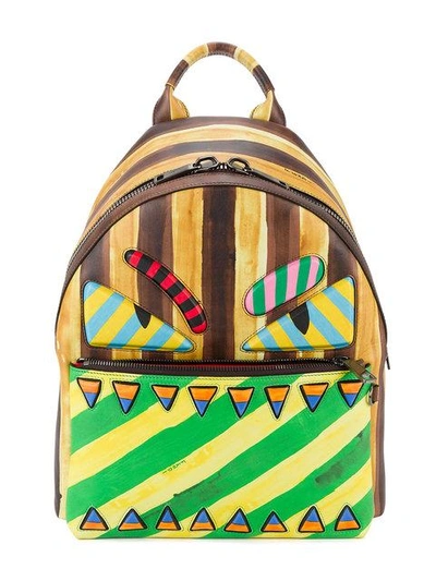 Fendi Monster John Booth Leather Backpack, Multicolor In Multicolour