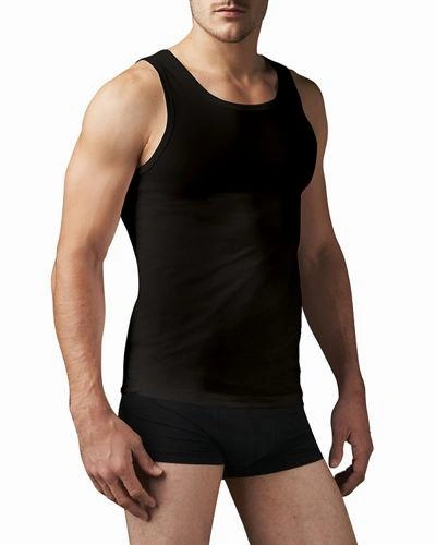 Hanro Cotton Superior Fitted Cotton Tank Top In Black