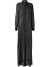 Lanvin Striped Silk Georgette Long Shirt Dress, Black/white