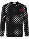 Comme Des Garçons Play Black Polka Dot Heart Patch Long Sleeve T-shirt