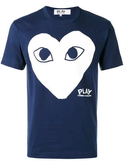 Comme Des Garçons Play Logo-print Crew Neck T-shirt In Blue