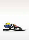 PIERRE HARDY SHOES MULTICOLOR LEATHER AND SUEDE POPPY FLAT SANDALS