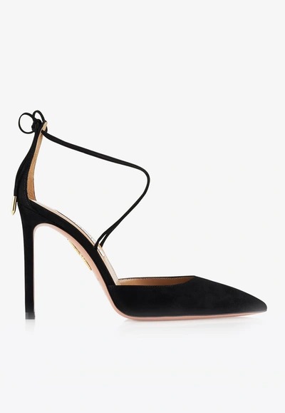 Aquazzura Cherry 105 Pumps In Suede In Black