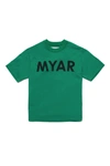 MYAR CREW-NECK T-SHIRT IN DEADSTOCK GREEN FABRIC WITH LOGO ON THE FRONT