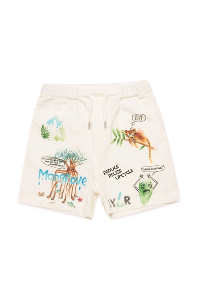 Myar Kids' Deadstock White Shorts With Digital Prints