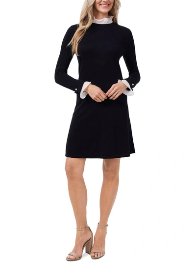 Cece Womens Ribbed Short Sweaterdress In Black